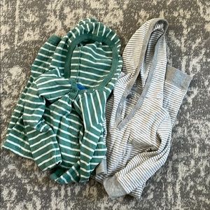 Primary 18-24mo hooded romper slub stripe